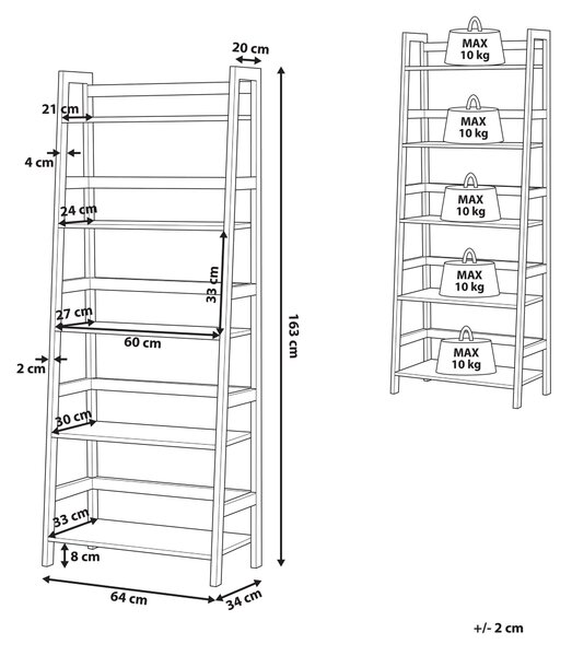 Regál s 5 policemi CROYDON 163 cm Černá