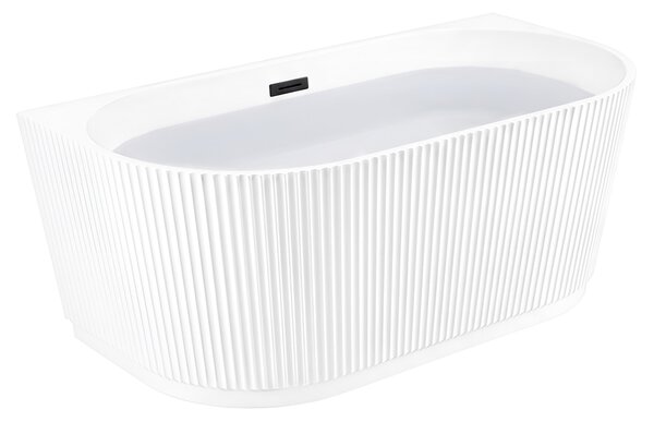 BPS-koupelny Volně stojící akrylátová vana ke stěně CARLO LED 517B P BL 150x75 bílá, odtokový komplet černý