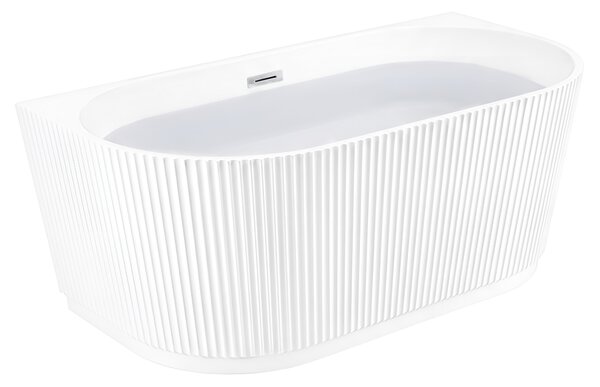 BPS-koupelny Volně stojící akrylátová vana ke stěně CARLO LED 517C 160x75 bílá, odtokový komplet chrom