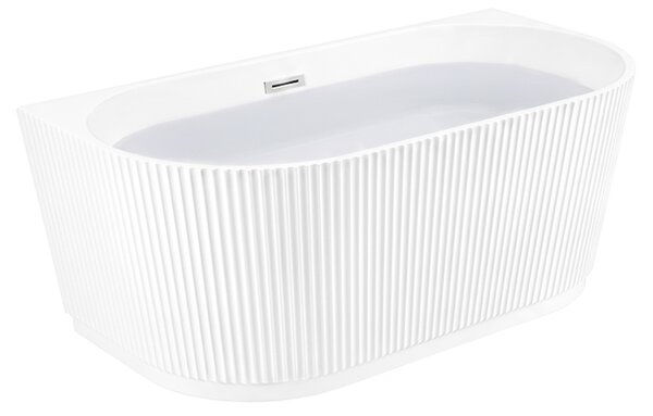 BPS-koupelny Volně stojící akrylátová vana ke stěně CARLO LED 517C 160x75 bílá, odtokový komplet chrom