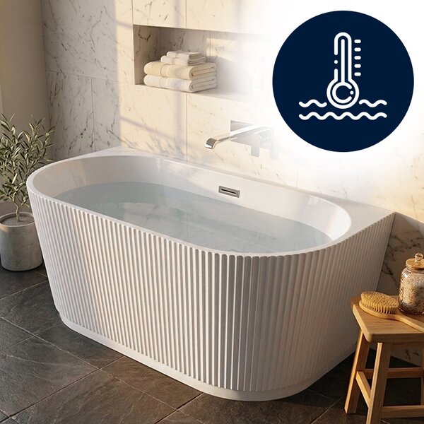BPS-koupelny Volně stojící akrylátová vana ke stěně CARLO LED 517C 160x75 bílá, odtokový komplet chrom