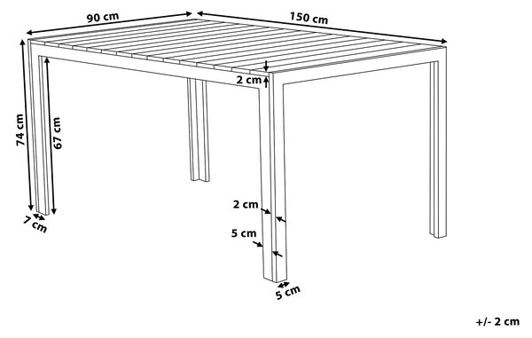 Zahradní jídelní stůl COMO 150 cm 90 cm Šedá