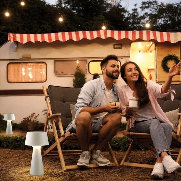 LD 19260-16 ABERA LED stolní lampa na baterie bílá dotykový stmívač IP54 USB vnitřní i venkovní použití 3000K - JUST LIGHT