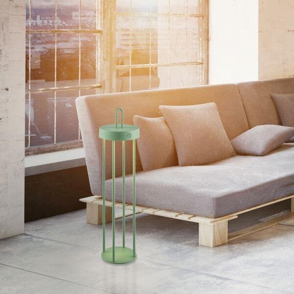 LD 19301-43 ANSELM LED stolní lampa na baterie zelená 50cm dotykový stmívač IP44 zahradní svítidlo 2700K - JUST LIGHT