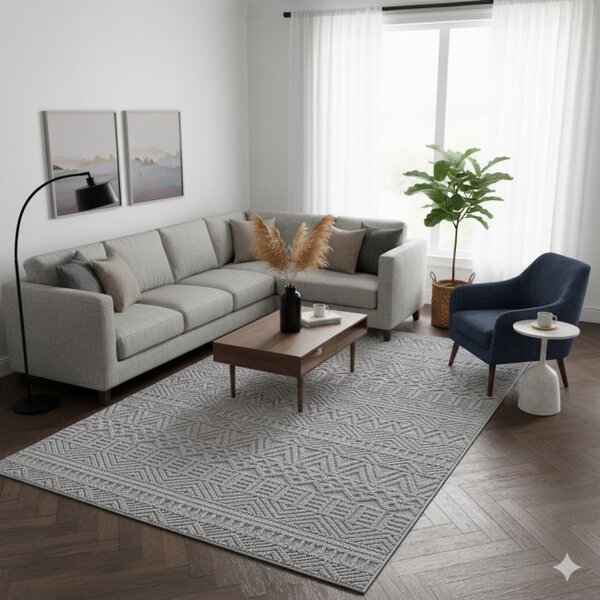Koberec HELIX 3D Boho šedý
