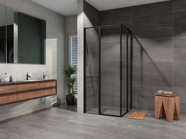 Sprchový kout čtverec Tadao 900x900, černá, čiré sklo