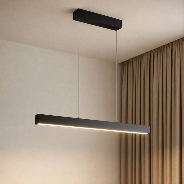 Lucande Smart LED závěsné světlo Mylosh, černé, Tuya, stmívatelný, Černá, Obývací pokoj / jídelna, Hliník, Moderní