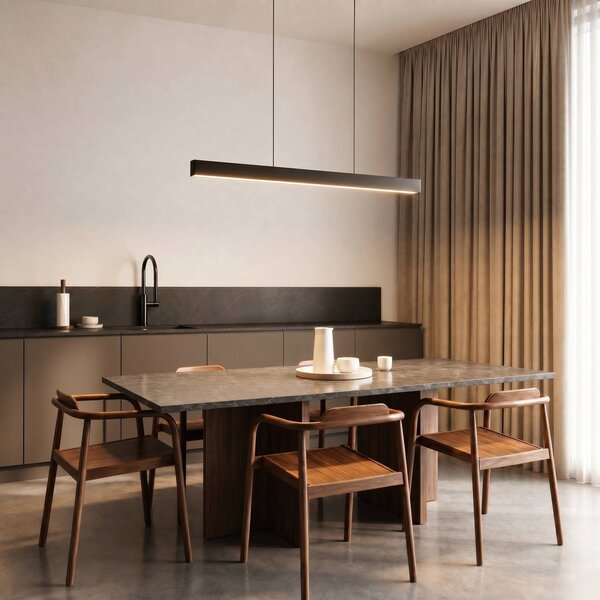 Lucande Smart LED závěsné světlo Mylosh, černé, Tuya, stmívatelný, Černá, Obývací pokoj / jídelna, Hliník, Moderní
