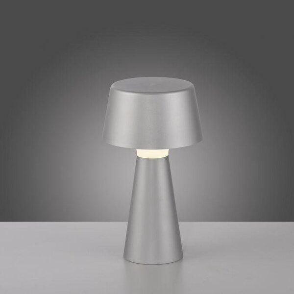 LD 19260-21 ABERA LED stolní lampa na baterie stříbrná dotykový stmívač IP54 USB vnitřní i venkovní použití 3000K - JUST LIGHT