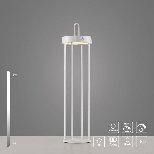 LD 19301-16 ANSELM LED stolní lampa na baterie bílá 50cm dotykový stmívač IP44 zahradní svítidlo 2700K - JUST LIGHT