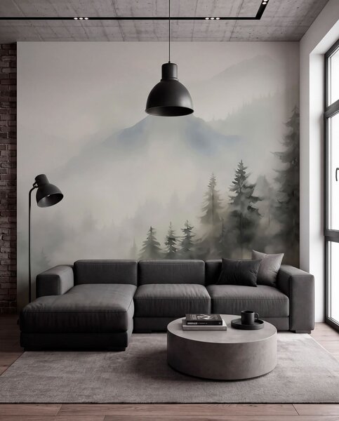 Fototapety Les v mlze na pozadí hor, Fototapety příroda, w04493 : uwalls.cz