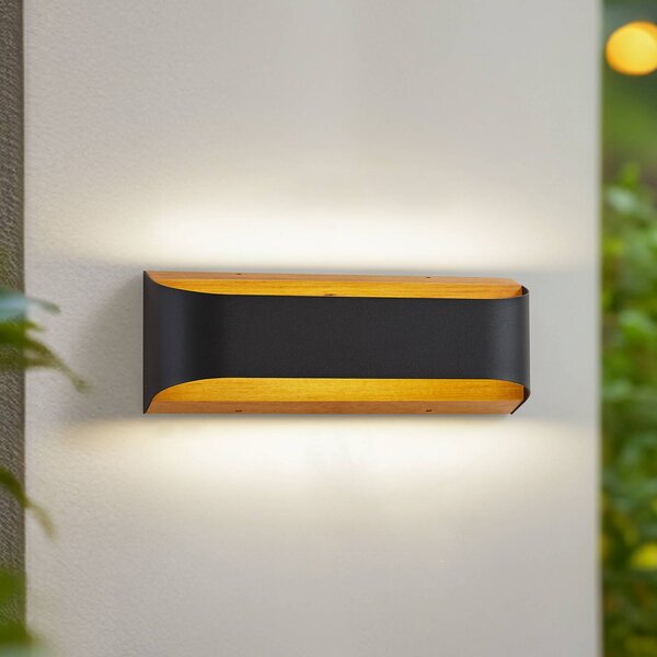 Lindby LED venkovní nástěnné svítidlo Lenore, černé, kov, 36,5 cm, Černá, Hliník, Moderní
