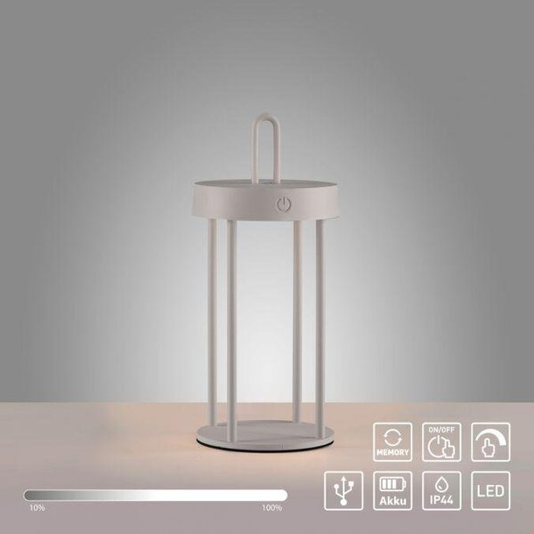 LD 19300-40 ANSELM LED stolní lampa na baterie mobilní 28cm dotykový stmívač IP44 zahradní svítidlo 2700K - JUST LIGHT