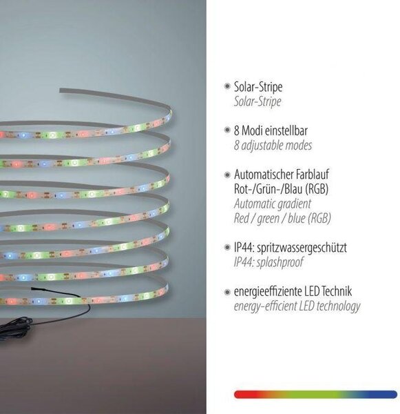 LD 19971-18 TEANIA SOL LED solární LED pásek 8 barevných módů pro venkovní použití IP44 zápich RGB - JUST LIGHT