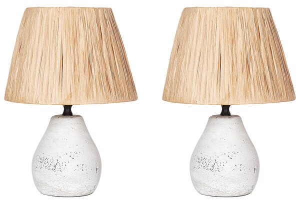 Sada 2 stolních lamp ARWADITO Keramika Krémově bílá