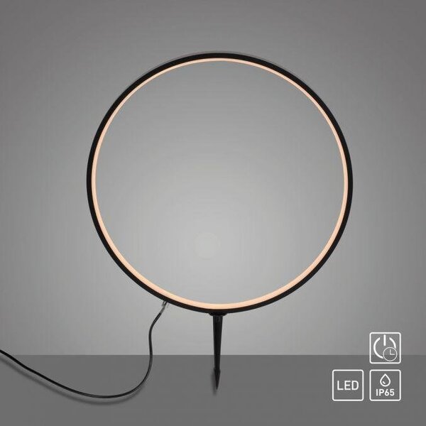 LD 19511-18 ZIRKULU LED venkovní svítidlo se zápichem průměr 50cm černá IP65 s časovačem do zahrady 3000K - JUST LIGHT