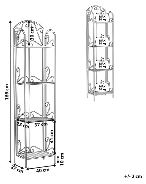 Regál s policemi VALDIVIA Kov 166 cm 40 cm Bílá