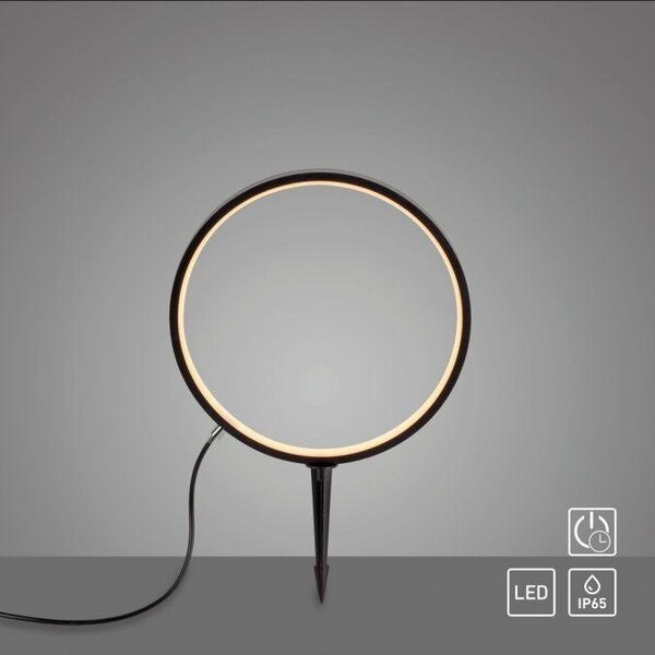 LD 19510-18 ZIRKULU LED venkovní svítidlo se zápichem průměr 32cm černá IP65 s časovačem do zahrady 3000K - JUST LIGHT