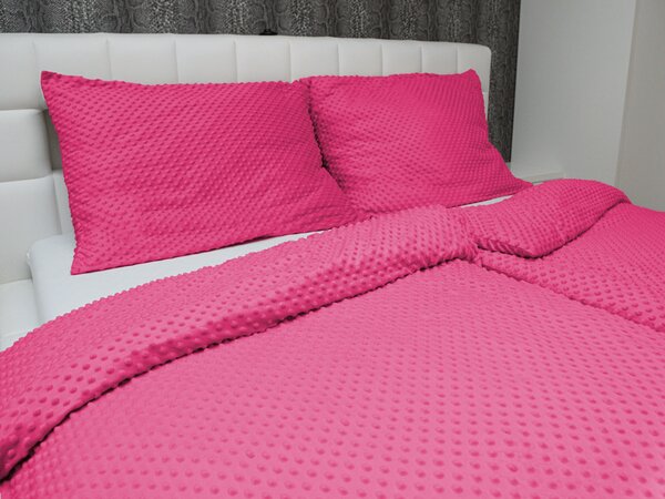 Biante Hřejivé ložní povlečení Minky 3D puntíky MKP-009 Fuchsiové Jednolůžko 140x200 a 70x90 cm