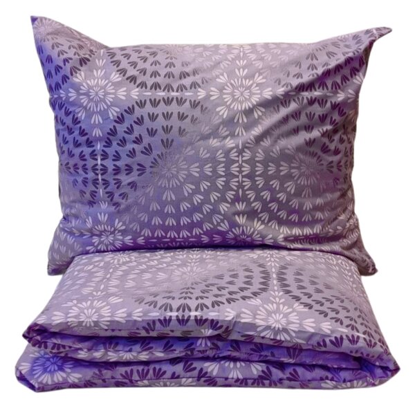 Povlečení bavlněné Luxor fialový TiaHome - 1x Polštář 90x70cm, 1x Přikrývka 140x200cm