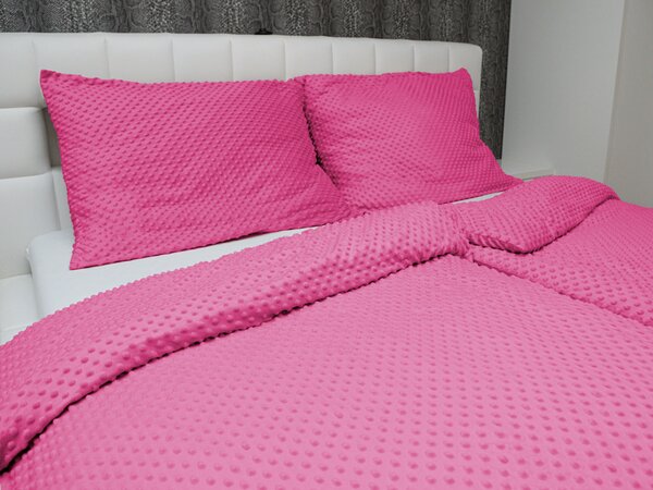 Biante Hřejivé ložní povlečení Minky 3D puntíky MKP-020 Růžovo fialové Jednolůžko 140x200 a 70x90 cm