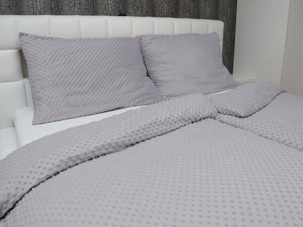 Biante Hřejivé ložní povlečení Minky 3D puntíky MKP-048 Šedé Jednolůžko 140x200 a 70x90 cm