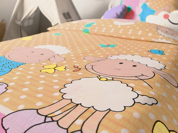 Krepové povlečení do postýlky OVEČKY krémové Rozměr povlečení: 45 x 65 cm | 90 x 135 cm