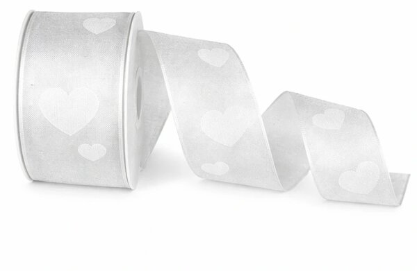 Organza stuha Sweet Emotion White – bílá 40mm x 2m