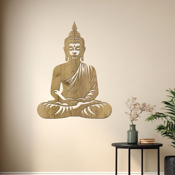 Dřevěný obraz Buddha – Energie klidu | Rozměry (cm): 30x40 | Zvolte barvu dekoru: Javor