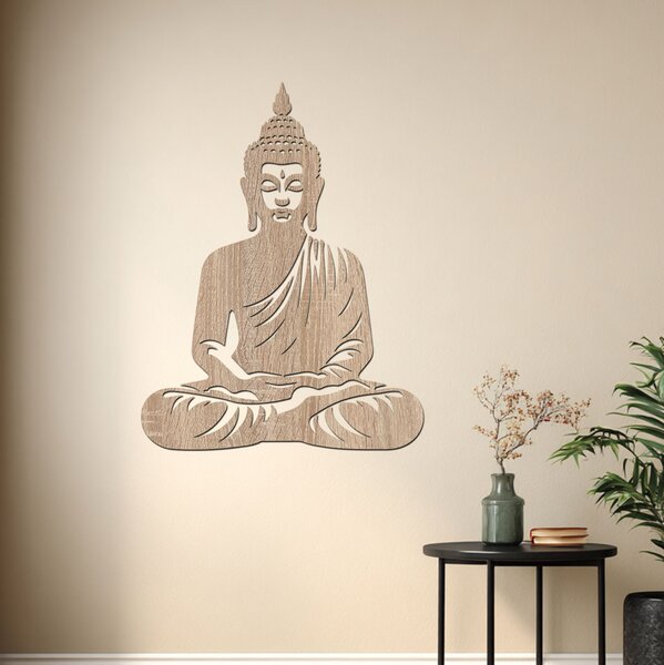 Dřevěný obraz Buddha – Energie klidu | Rozměry (cm): 30x40 | Zvolte barvu dekoru: Javor