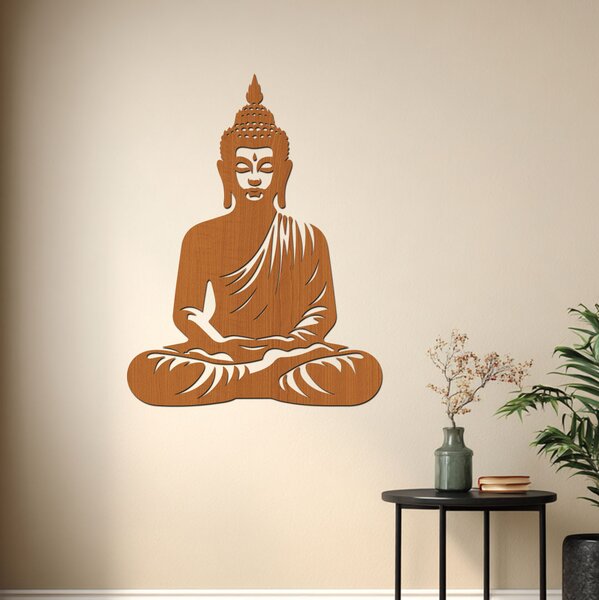 Dřevěný obraz Buddha – Energie klidu | Rozměry (cm): 30x40 | Zvolte barvu dekoru: Javor