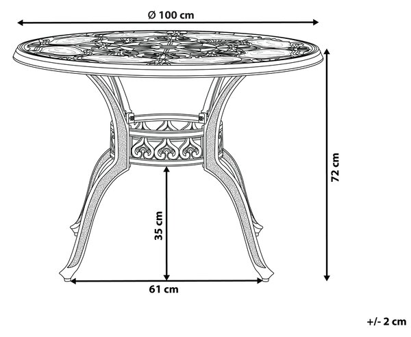 Zahradní jídelní stůl SAPRI 100 cm 100 cm Kov Tmavě hnědá