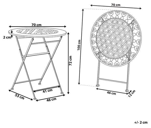 Bistro stolek TRIESTE 70 cm 70 cm Kov Světle béžová