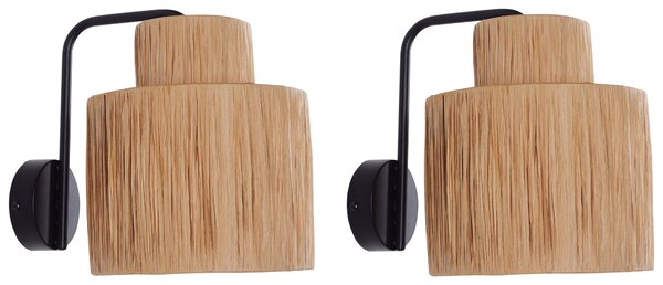 Sada 2 nástěnných lamp SHINFA Proutí Přírodní