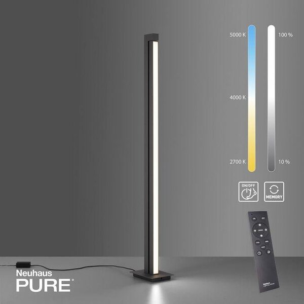 Paul Neuhaus Stojací LED lampa PURE-LINES, 20W, v. 140 cm, 2700-5000K Barva: Antracit