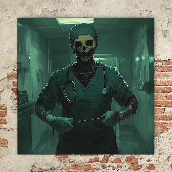 DUBLEZ | Dark art obraz ze dřeva - Doktor | UV tisk, Premium
