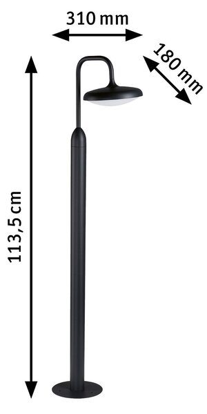 P 94760 LED stojací svítidlo Nostro IP44 kruhové 1.135mm 3000K 10W 230V antracit hliník - PAULMANN