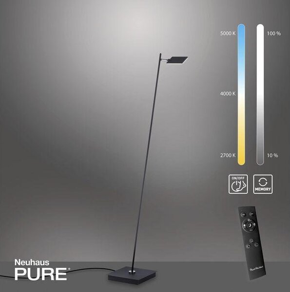 Paul Neuhaus Stojací LED lampa PURE MIRA 7,5W, v. 138 cm, 2700-5000K Barva: Hliník