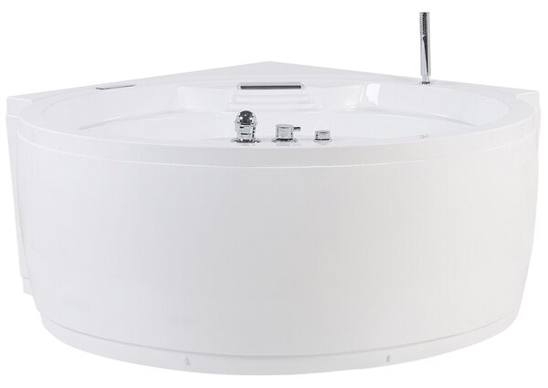 Rohová vířivá vana s LED osvětlením MILANO s reproduktorem Bluetooth 181 x 150 cm Bílá