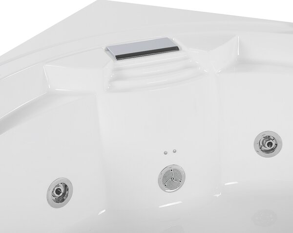 Rohová vířivá vana s LED osvětlením MILANO s reproduktorem Bluetooth 181 x 150 cm Bílá