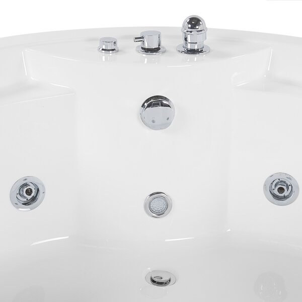 Rohová vířivá vana s LED osvětlením MILANO s reproduktorem Bluetooth 181 x 150 cm Bílá