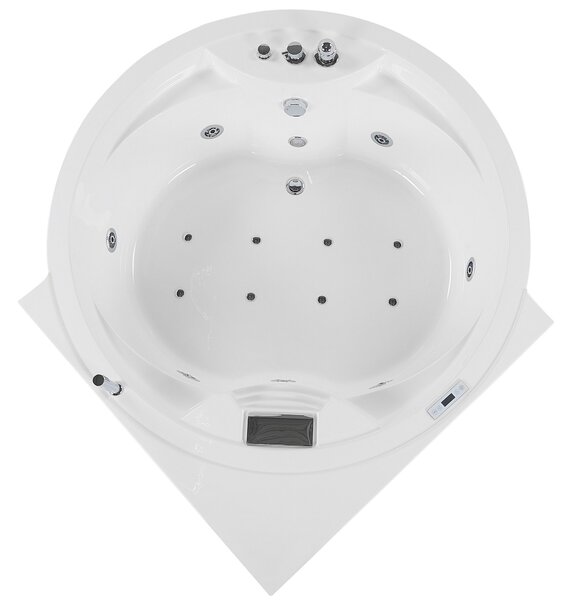 Rohová vířivá vana s LED osvětlením MILANO s reproduktorem Bluetooth 181 x 150 cm Bílá