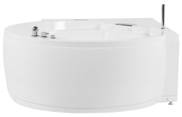 Rohová vířivá vana s LED osvětlením MILANO s reproduktorem Bluetooth 181 x 150 cm Bílá