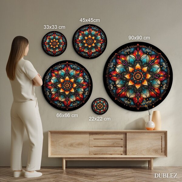 DUBLEZ | Barevný obraz - Mandala Světla | UV tisk, Premium