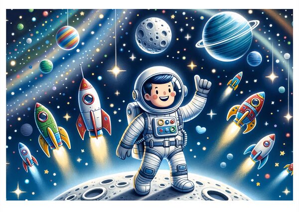 Obraz malý kosmonaut na dobrodružné misi