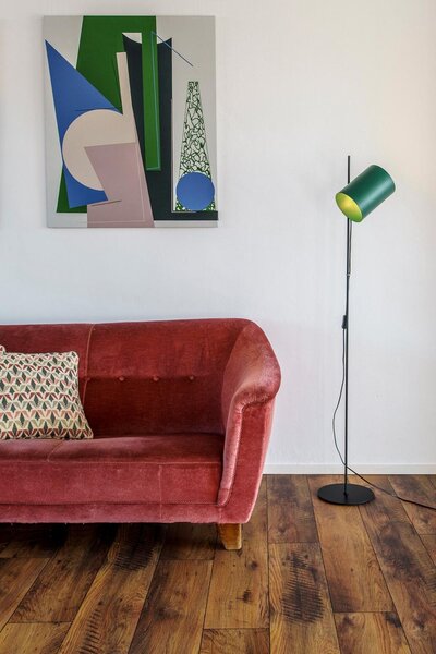 GUADALUPE černá/zelená stojací lampa - FARO