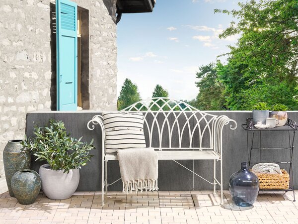 Zahradní lavice MILAZZO 130 cm Kov Bílá