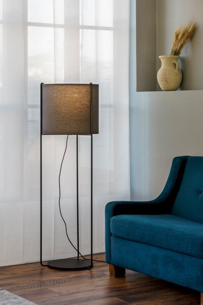 DRUM černá/šedá stojací lampa - FARO