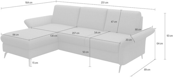 ROHOVÁ SEDAČKA, textil, barvy grafitu Sit & More - Sedací soupravy, Online Only