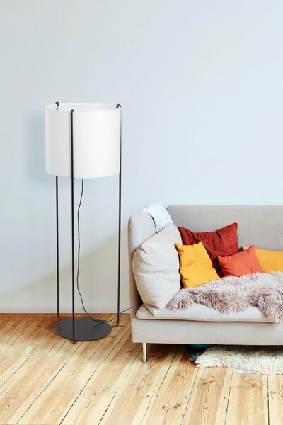 DRUM černá/béžová stojací lampa - FARO